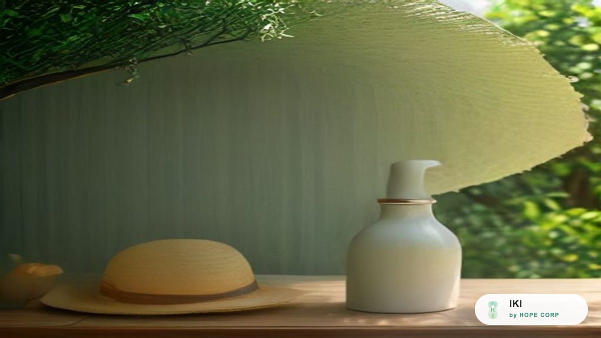 Bình nước và nón lá đặt trong bóng râm giữa buổi trưa nắng