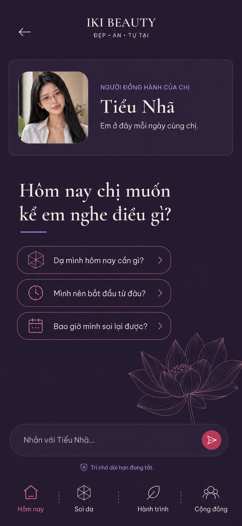 Tiểu Nhã assistance — app design screen